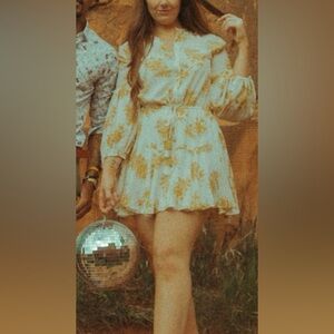 Balloon Sleeve Printed Dress